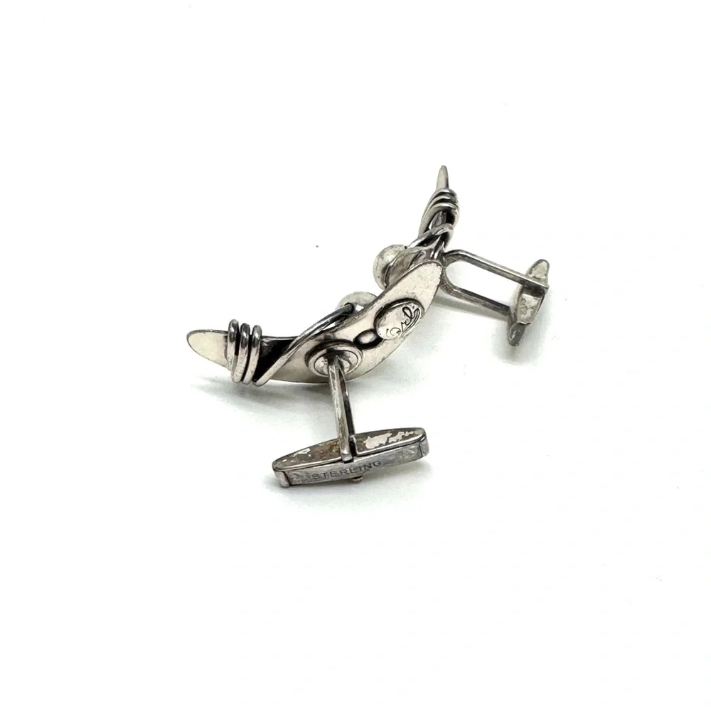 Rare Sterling Silver Modernist Cufflinks Otto Robert Bade Midcentury Vintage